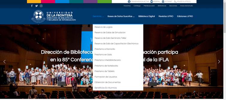 Sitio web de la Biblioteca de la Universidad de la Frontera