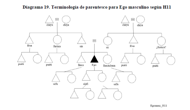 Diagrama 19. Terminología de parentesco para Ego masculino según H11