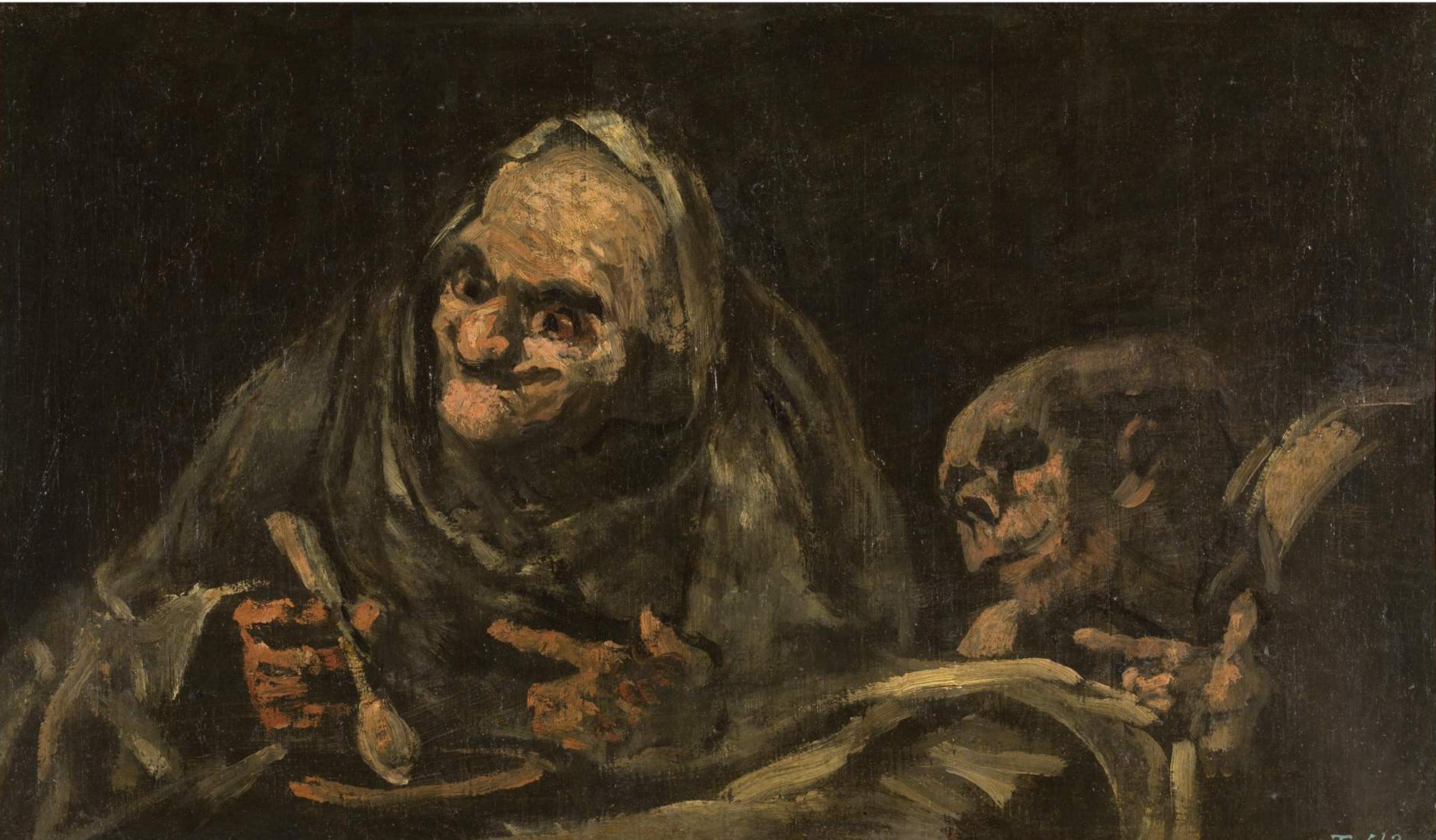 Dos viejos tomando sopa (pintura), Francisco de Goya, 1823.