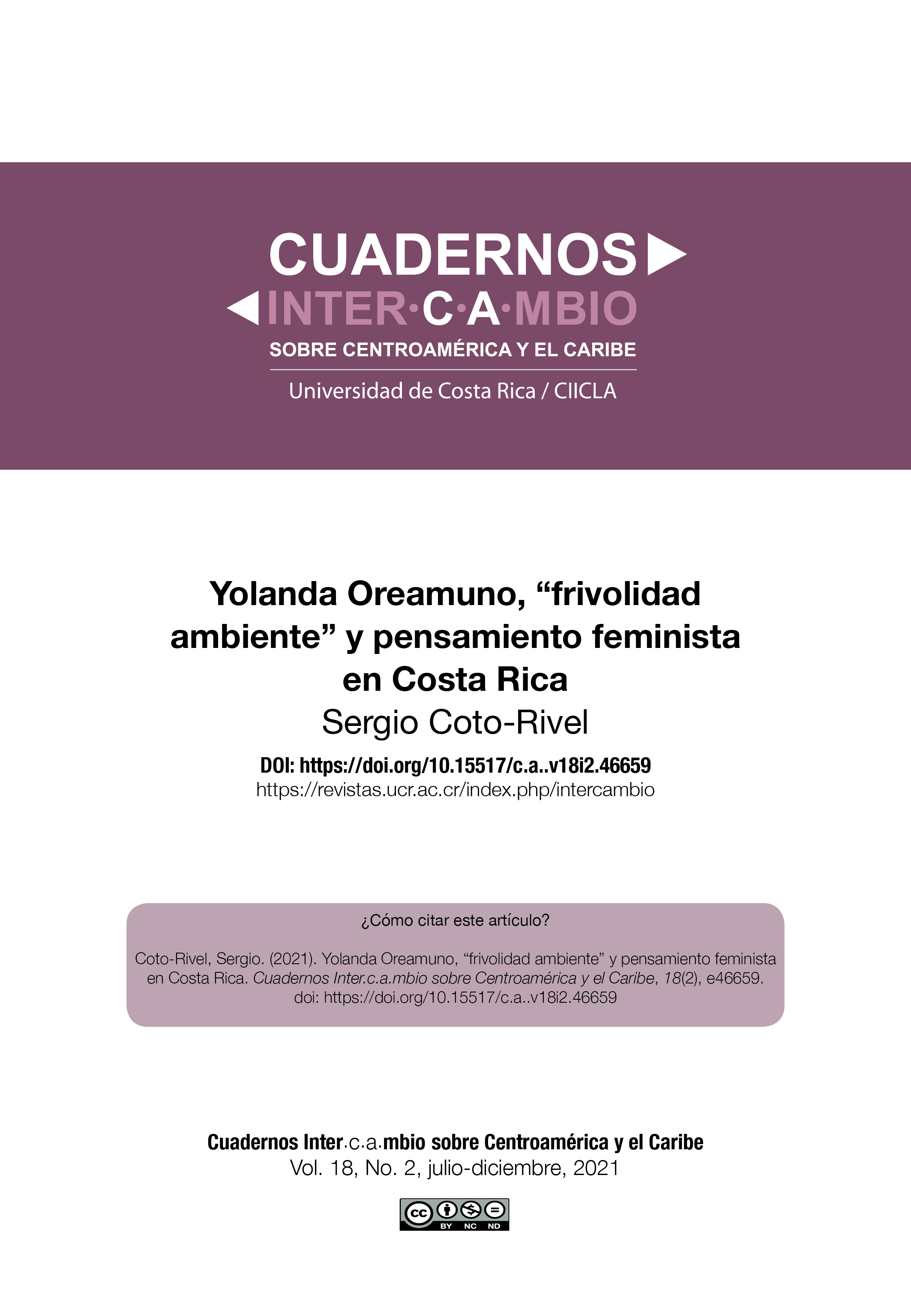 Vista de Yolanda Oreamuno, “frivolidad ambiente” y pensamiento feminista en  Costa Rica | Cuadernos .mbio sobre Centroamérica y el Caribe