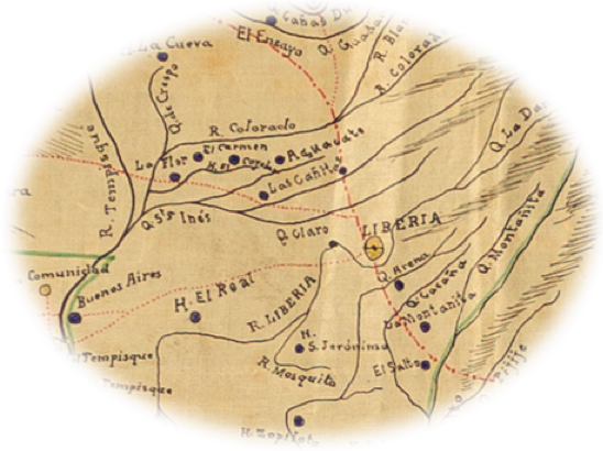 Reproducción parcial del mapa de Liberia