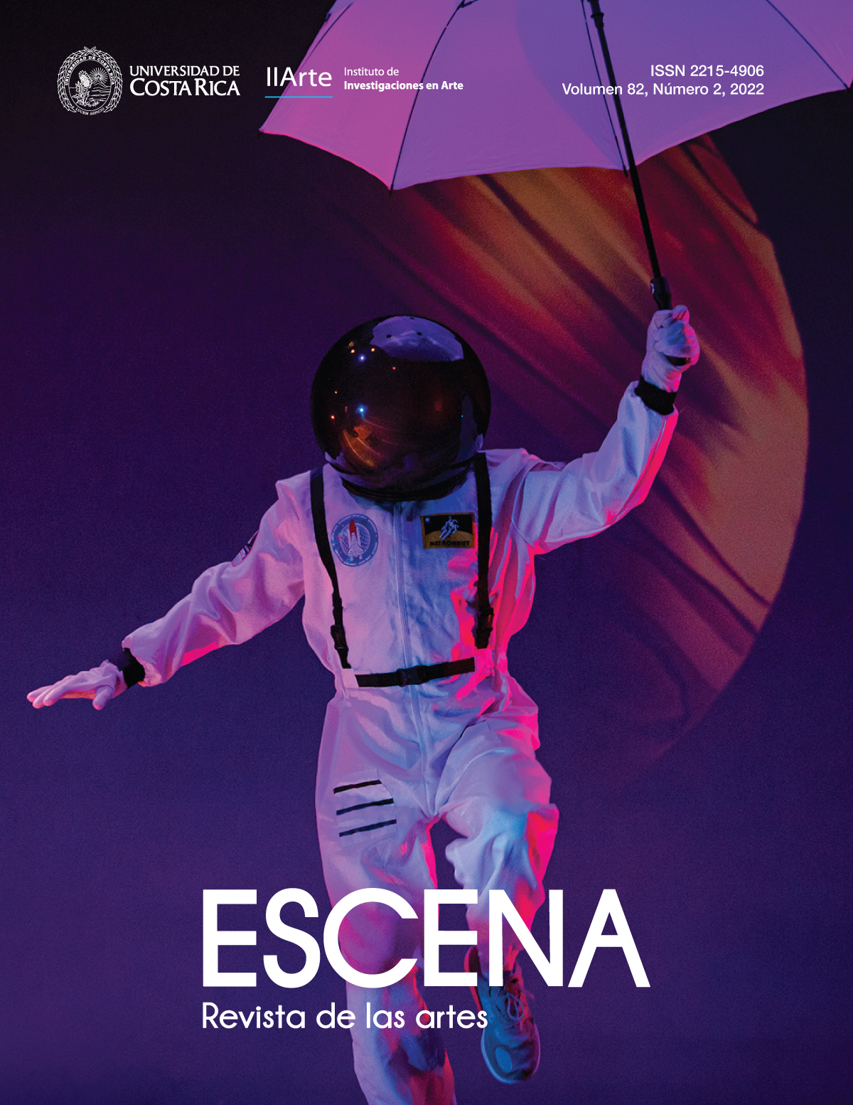 Un astronauta sosteniendo un paraguas abierto
