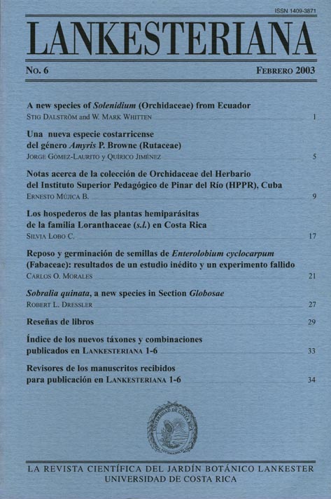 					Ver 2003: Lankesteriana: Volumen 3, Número 1
				